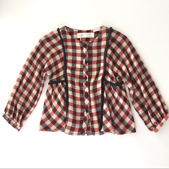 Zara Other - Zara Baby Girl Plaid Top With Trim